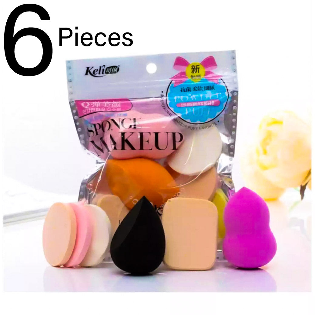 Beautious Makeup Sponges Pack of 6 Beauty Blending Sponges Cosmetic Powder Puff Facial Makeup Soft Sponges Random Colors & Shapes-Cosmetic Sponges