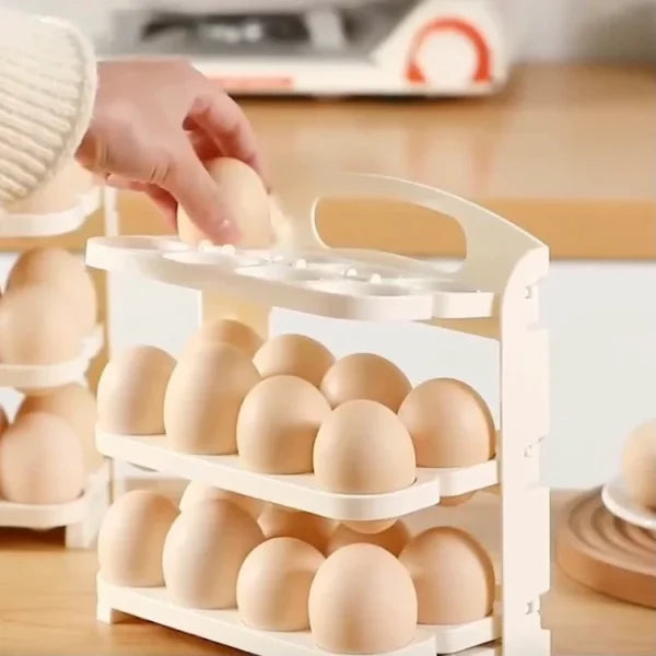 3 Layer Folding Egg Tray 24 Grid Foldable Egg Holder Storage Rack