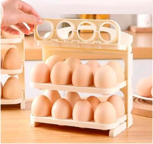 3 Layer Folding Egg Tray 24 Grid Foldable Egg Holder Storage Rack