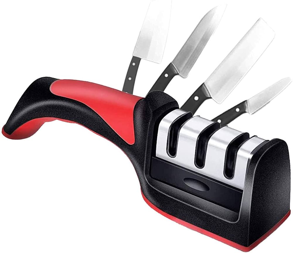 Kitchen Knife Sharpener Adjustable 4 in 1 Manual Knives and Scissor Sharpener Professional Blade Sharpening Tool Sharpener Stone