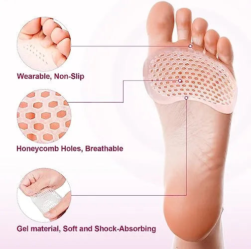 Reflectionz Traders- 2 Pairs (4 Pieces) Anti Crack Silicone Heel Pads & Honeycomb Forefoot Socks For Feet Skin Care, Breathable Gel Heel Pads & Forefoot Protectors For Men & Women